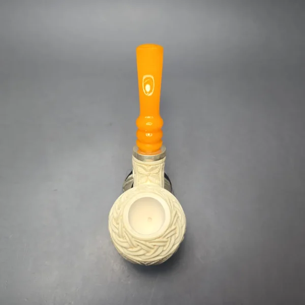 MBSD Meerschaum Floral Apple Reverse Calabash Block Meerschaum Pipe, New - Image 9
