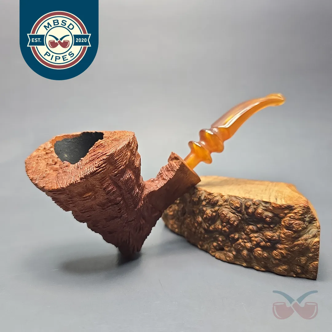 Monte Verdi (Preben Holm) Golden Tan Rusticated Freehand Estate Briar Pipe, Unsmoked