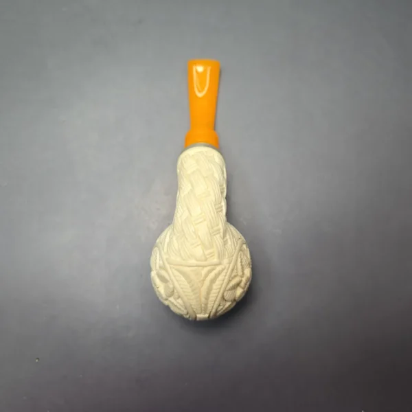 MBSD Meerschaum Floral Apple Reverse Calabash Block Meerschaum Pipe, New - Image 10
