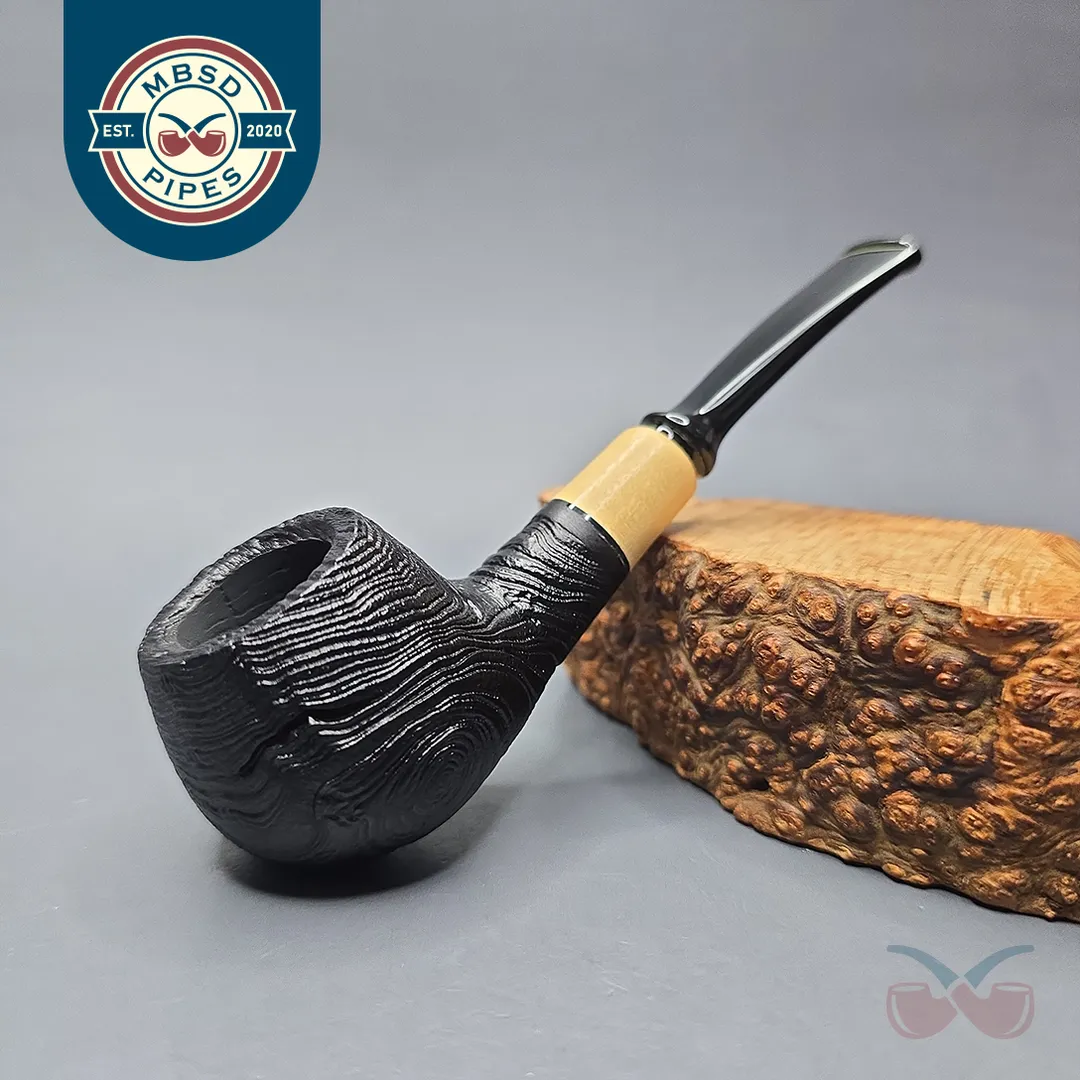 MBSD Briars By Piero Vitale Vintage Sandblasted Author w/ Boxwood, Briar Pipe, New
