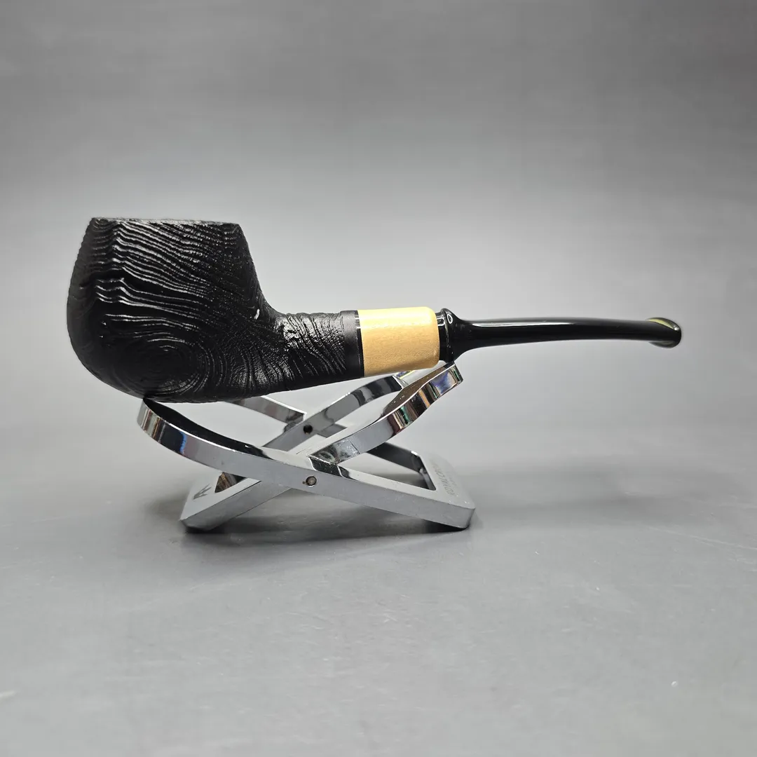 MBSD Briars By Piero Vitale Vintage Sandblasted Author w/ Boxwood, Briar Pipe, New - Image 2