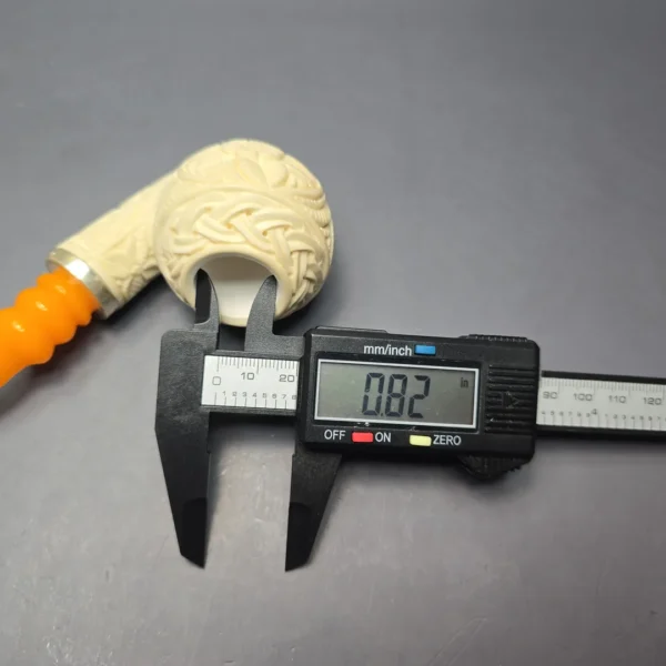 MBSD Meerschaum Floral Apple Reverse Calabash Block Meerschaum Pipe, New - Image 12