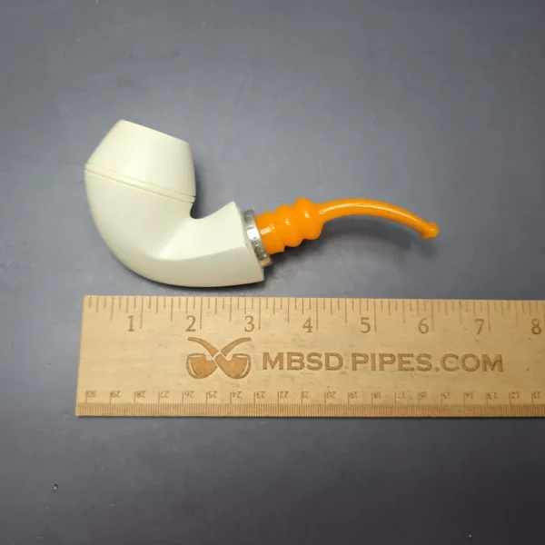 MBSD Meerschaum Silver Smooth Danish Bulldog Reverse Calabash Block Meerschaum Pipe, New - Image 10