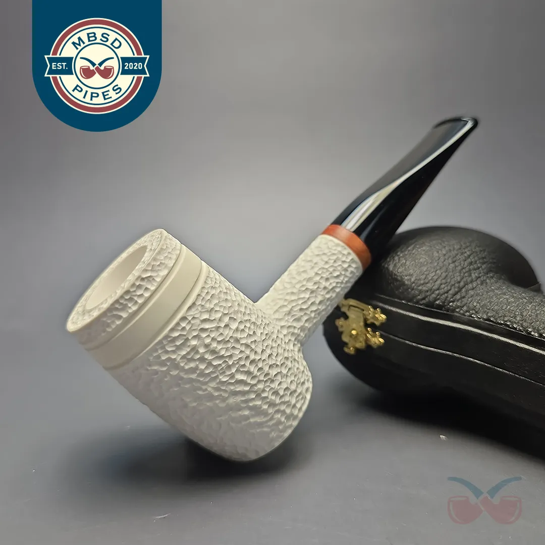 MBSD Meerschaum Deluxe Partially Rusticated "Whittler" Poker with Briar-Mortise (New)