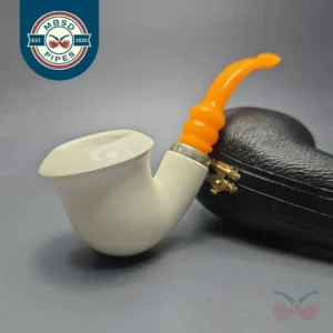 MBSD Meerschaum Smooth Reverse Calabash Block Meerschaum Pipe, New