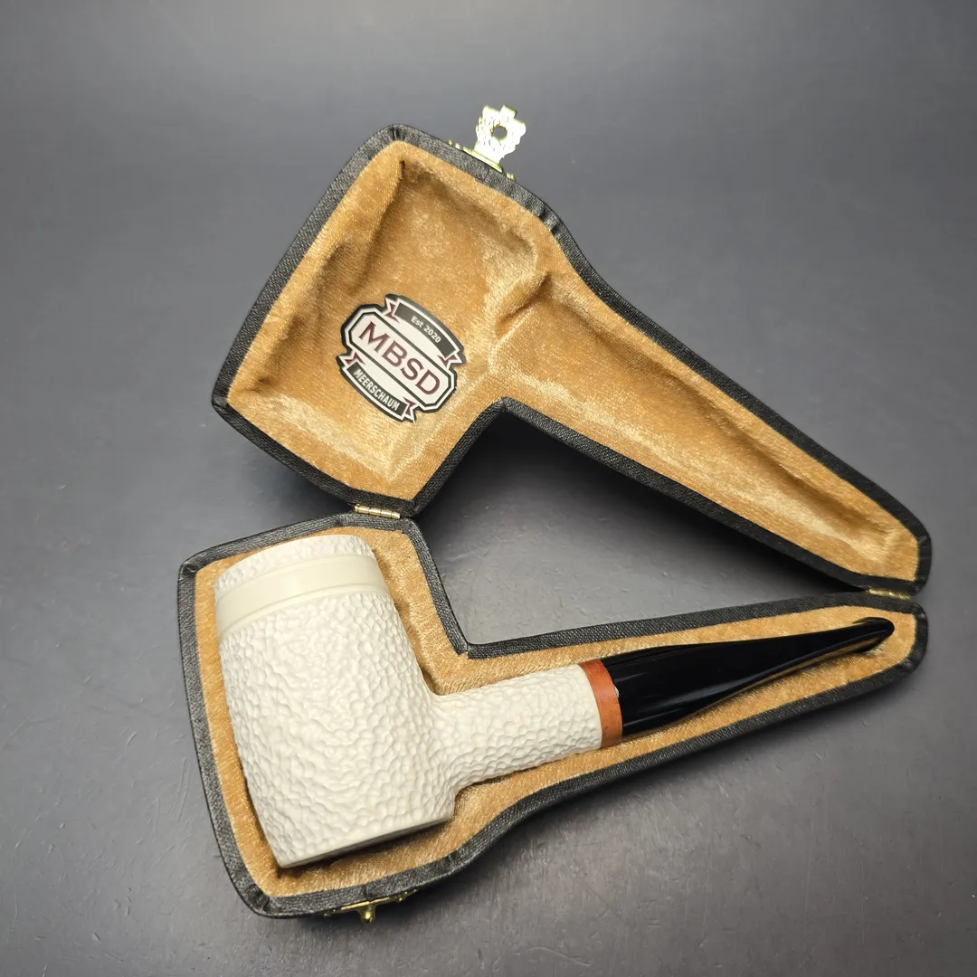 MBSD Meerschaum Deluxe Partially Rusticated "Whittler" Poker with Briar-Mortise (New) - Image 2