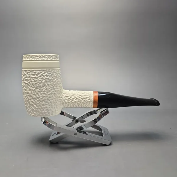 MBSD Meerschaum Deluxe Partially Rusticated "Whittler" Poker with Briar-Mortise (New) - Image 3
