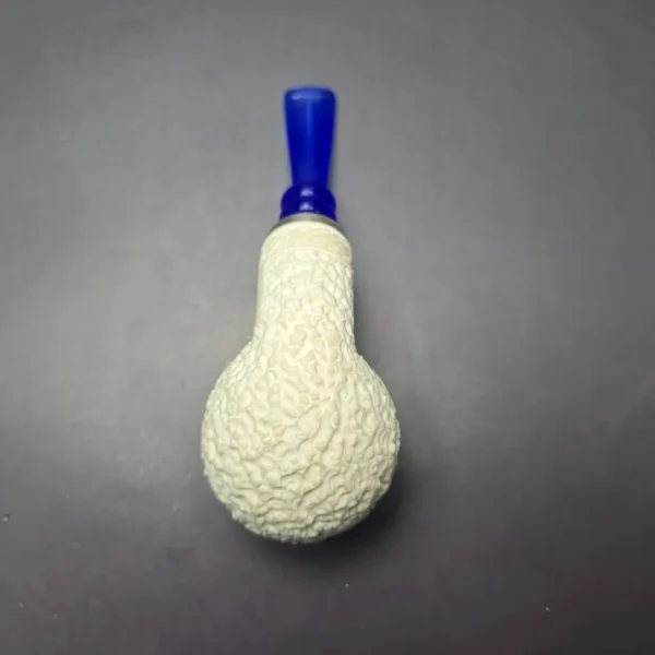 MBSD Meerschaum Double Silver Guilloche Brandy Reverse Calabash Block Meerschaum Pipe, New - Image 10