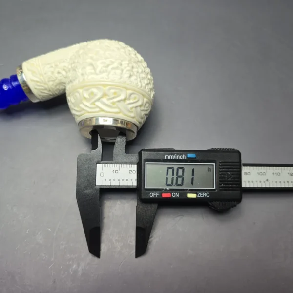 MBSD Meerschaum Double Silver Guilloche Brandy Reverse Calabash Block Meerschaum Pipe, New - Image 12
