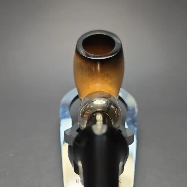 Belt Fumed African Block Meerschaum Bent Billiard w/ Les Wood Silver Estate Pipe, Unsmoked - Image 6