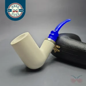 MBSD Meerschaum Silver Smooth Stack Billiard Reverse Calabash Block Meerschaum Pipe, New