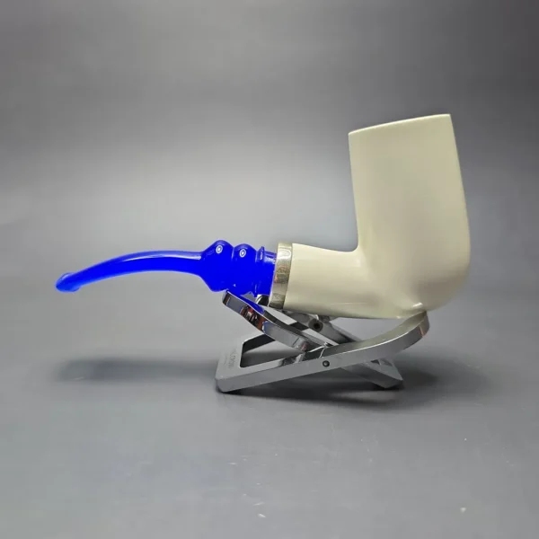 MBSD Meerschaum Silver Smooth Stack Billiard Reverse Calabash Block Meerschaum Pipe, New - Image 5