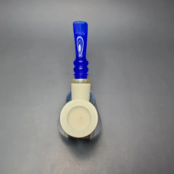 MBSD Meerschaum Silver Smooth Stack Billiard Reverse Calabash Block Meerschaum Pipe, New - Image 9