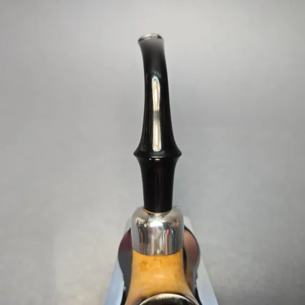 Belt Fumed African Block Meerschaum Bent Billiard w/ Les Wood Silver Estate Pipe, Unsmoked - Image 8