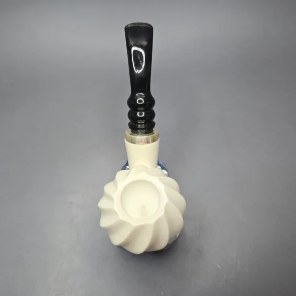 Unknown Large Spiral Carved Reverse Calabash Acorn with Silver and Reverse Calabash (Unsmoked Estate) - Image 9