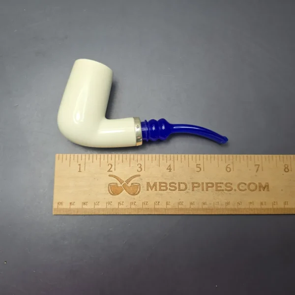 MBSD Meerschaum Silver Smooth Stack Billiard Reverse Calabash Block Meerschaum Pipe, New - Image 11