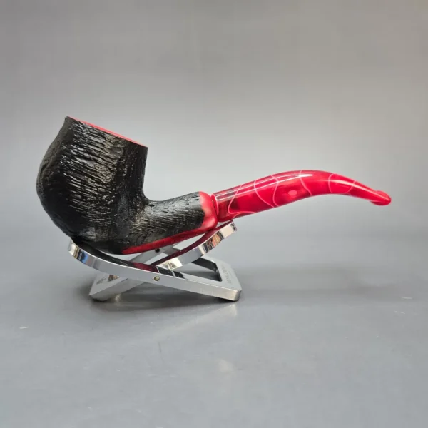 Cesare Barontini Vulcano 06 Sandblasted Bent Billiard Estate Briar Pipe, Unsmoked, 9mm - Image 3