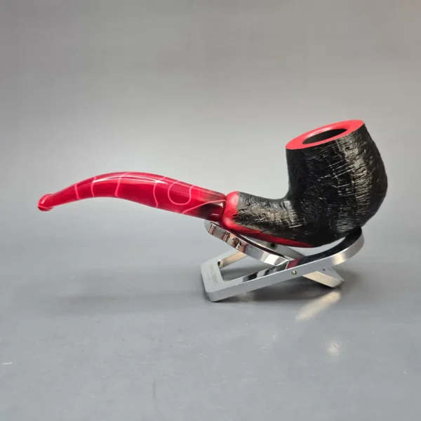 Cesare Barontini Vulcano 06 Sandblasted Bent Billiard Estate Briar Pipe, Unsmoked, 9mm - Image 5