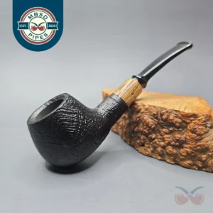 MBSD Briars By Piero Vitale Black Sandblasted Author w/ Olivewood, Briar Pipe, New