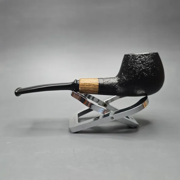 MBSD Briars By Piero Vitale Black Sandblasted Author w/ Olivewood, Briar Pipe, New - Image 4