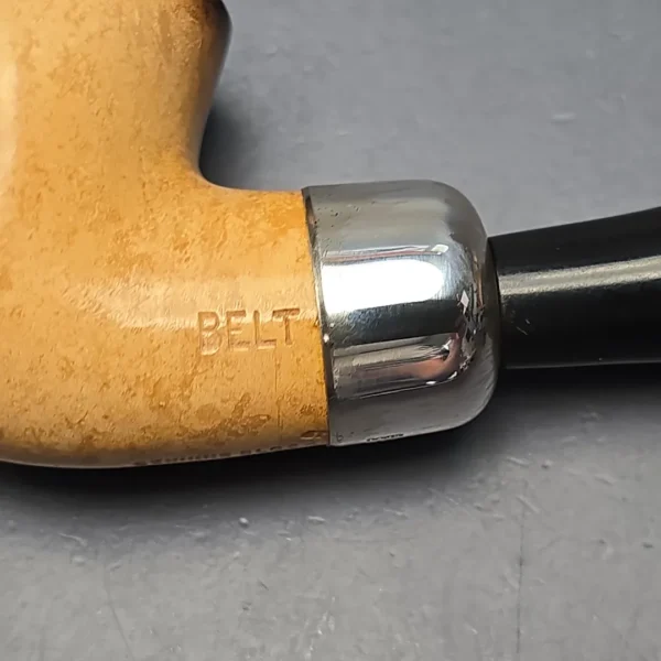 Belt Fumed African Block Meerschaum Bent Billiard w/ Les Wood Silver Estate Pipe, Unsmoked - Image 11