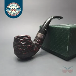 Peterson Cobble 221 Rusticated and Sandblasted Bent Billiard with Silver (New)
