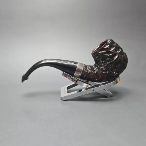 Peterson Cobble 221 Rusticated and Sandblasted Bent Billiard with Silver (New) - Image 4