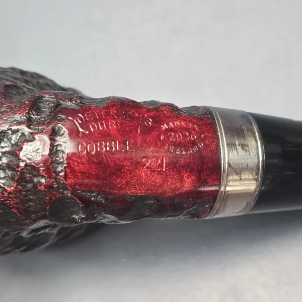 Peterson Cobble 221 Rusticated and Sandblasted Bent Billiard with Silver (New) - Image 10