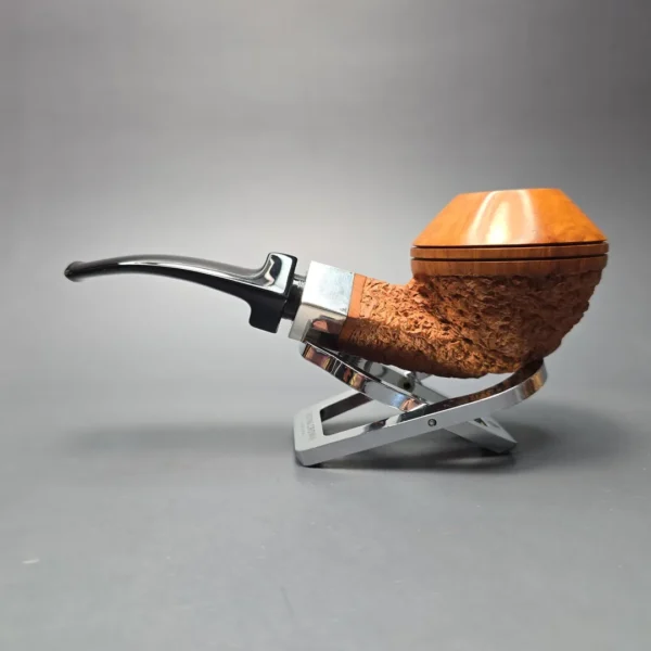 Mastro de Paja Ciocco Gigante 0C 1 Sun Partially Rusticated Bulldog w/ Silver Estate Briar Pipe, Unsmoked - Image 4