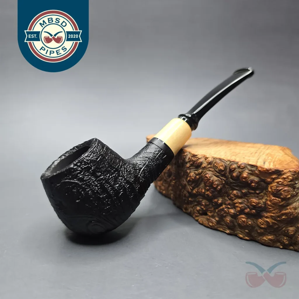 MBSD Briars By Piero Vitale Vintage Sandblasted Author w/ Boxwood, Briar Pipe, New