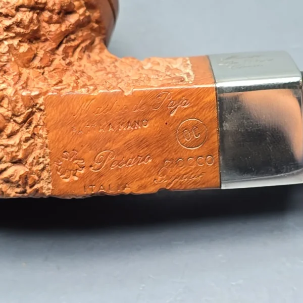 Mastro de Paja Ciocco Gigante 0C 1 Sun Partially Rusticated Bulldog w/ Silver Estate Briar Pipe, Unsmoked - Image 11