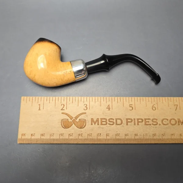 Belt Fumed African Block Meerschaum Bent Billiard w/ Les Wood Silver Estate Pipe, Unsmoked - Image 13