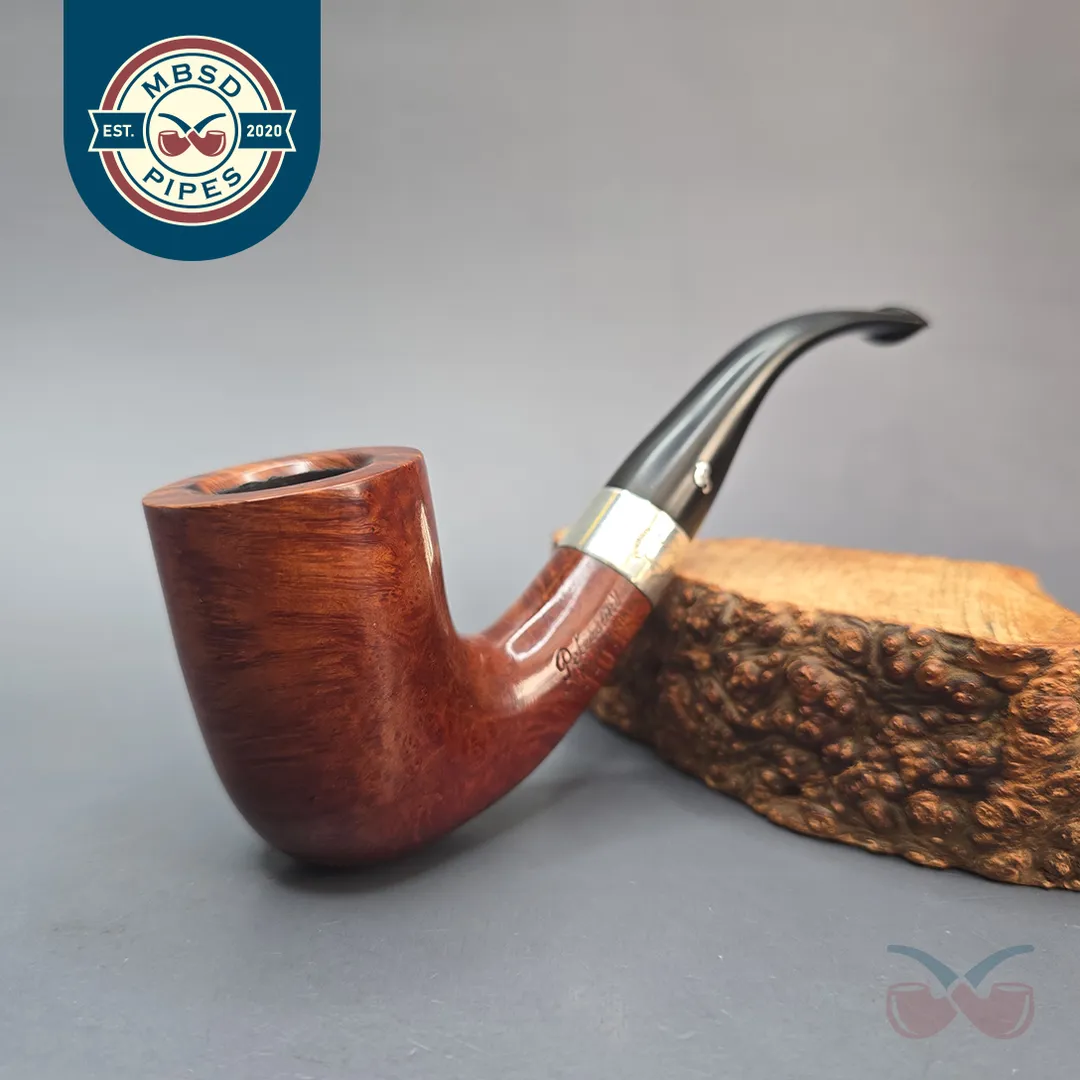 Peterson (1998) Sherlock Holmes Rathbone Smooth Bent Billiard with Silver (Estate)