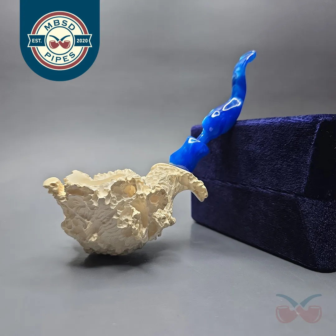Micoli (Robert Burns) 1974 XL Rusticated Meerschaum Freehand Estate Pipe, Unsmoked