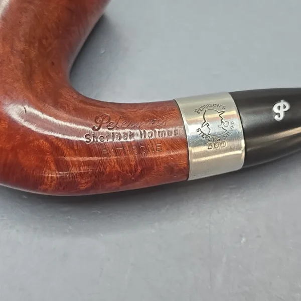 Peterson (1998) Sherlock Holmes Rathbone Smooth Bent Billiard with Silver (Estate) - Image 11