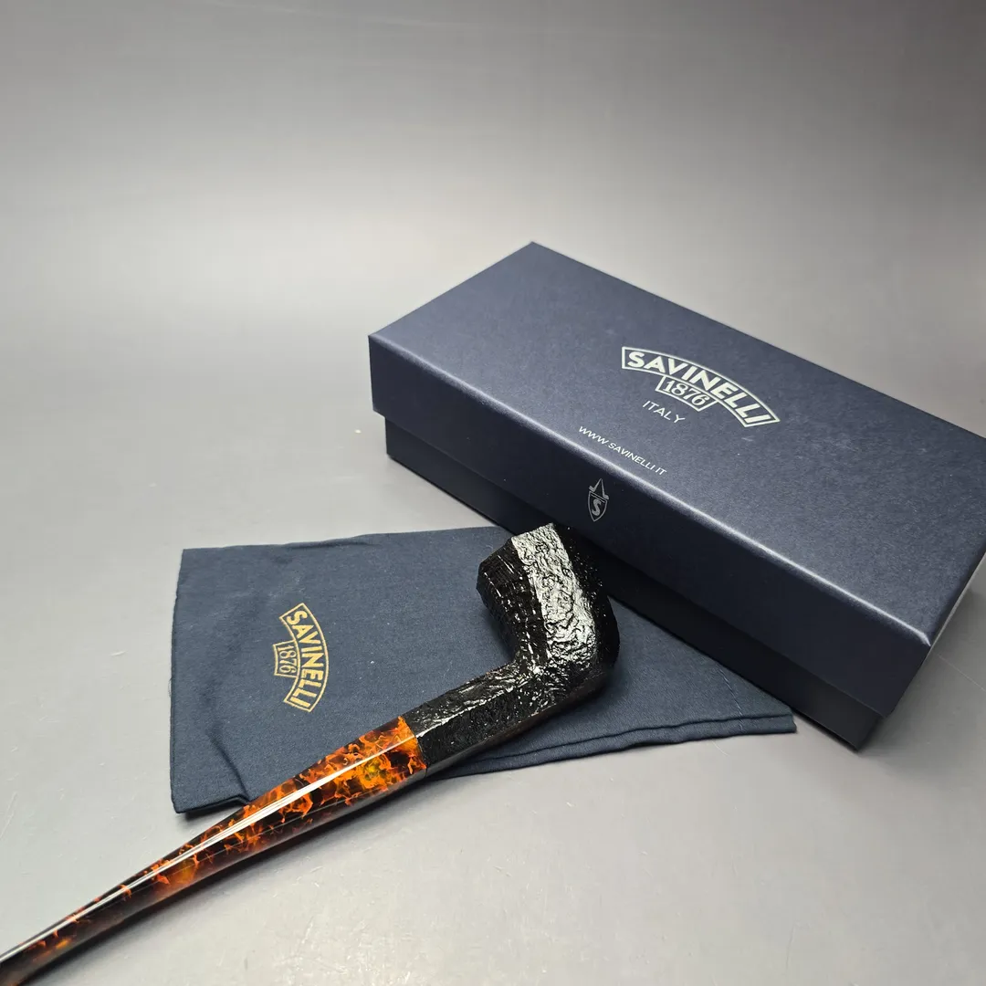 Savinelli Ottagono Long II Sandblasted Panel Dublin Briar Pipe, New, 6mm - Image 2