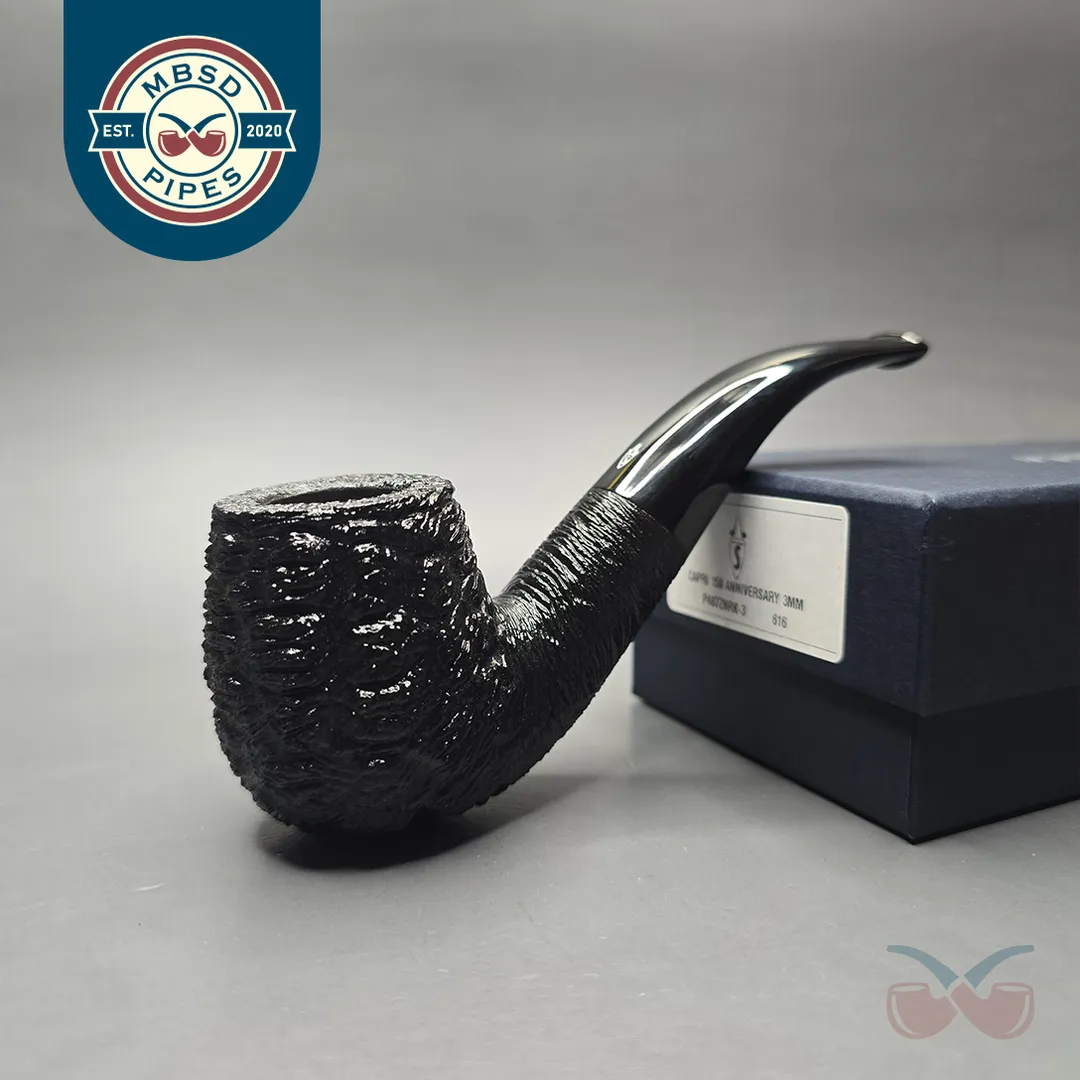 Savinelli 150th Anniversary Capri Root Briar 616 KS Rusticated Bent Billiard Briar Pipe, New
