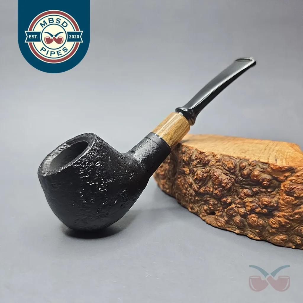 MBSD Briars By Piero Vitale Black Sandblasted Author w/ Olivewood, Briar Pipe, New