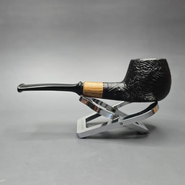 MBSD Briars By Piero Vitale Black Sandblasted Author w/ Olivewood, Briar Pipe, New - Image 4
