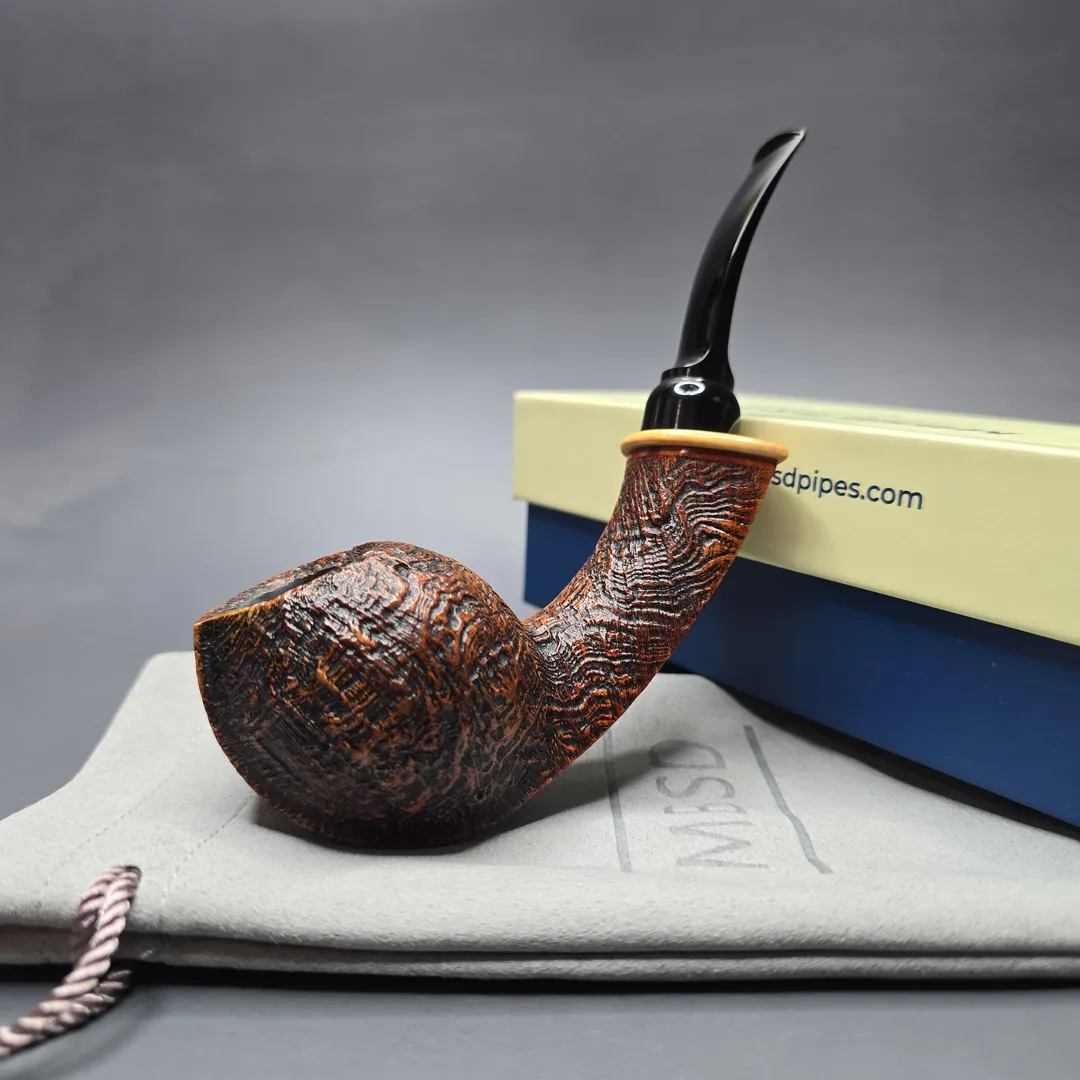 MBSD Briars Modern Masters 2 Sandblasted Blowfish w/ Boxwood Handmade Briar Pipe, New - Image 2