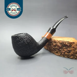 WO Larsen Straight Grain Large Sandblasted Egg Estate Briar Pipe, Danish Estates