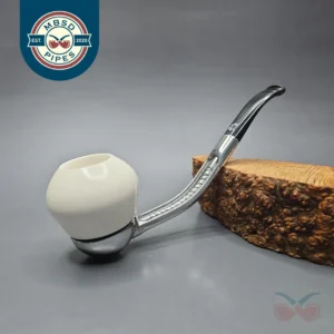Falcon Bent Multipurpose w/ MBSD Meerschaum Rhodesian Block Meerschaum Bowl Pipe, New