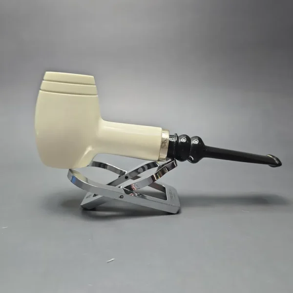 MBSD Meerschaum Silver Smooth "Hammer" Poker Reverse Calabash Block Meerschaum Pipe, New - Image 3