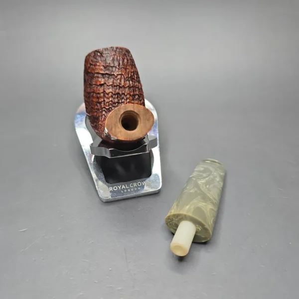Pete Prevost 2005 Sandblasted Egg w/ Bakelite Estate Briar Pipe, American Estates - Image 14