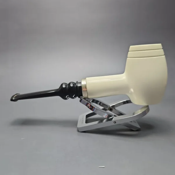 MBSD Meerschaum Silver Smooth "Hammer" Poker Reverse Calabash Block Meerschaum Pipe, New - Image 5