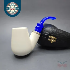 MBSD Meerschaum Silver Smooth Brandy Reverse Calabash Block Meerschaum Pipe, New