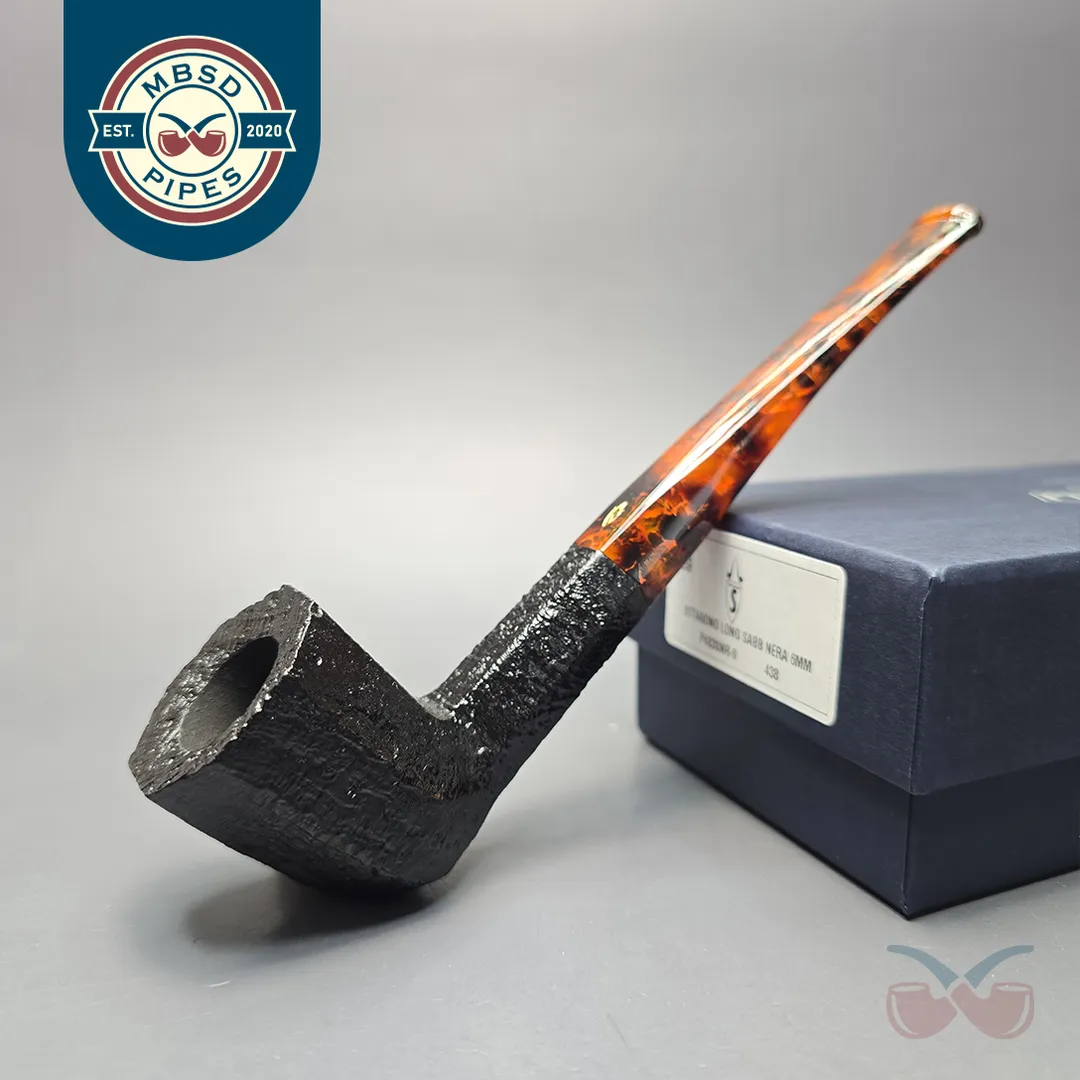 Savinelli Ottagono Long II Sandblasted Panel Dublin Briar Pipe, New, 6mm