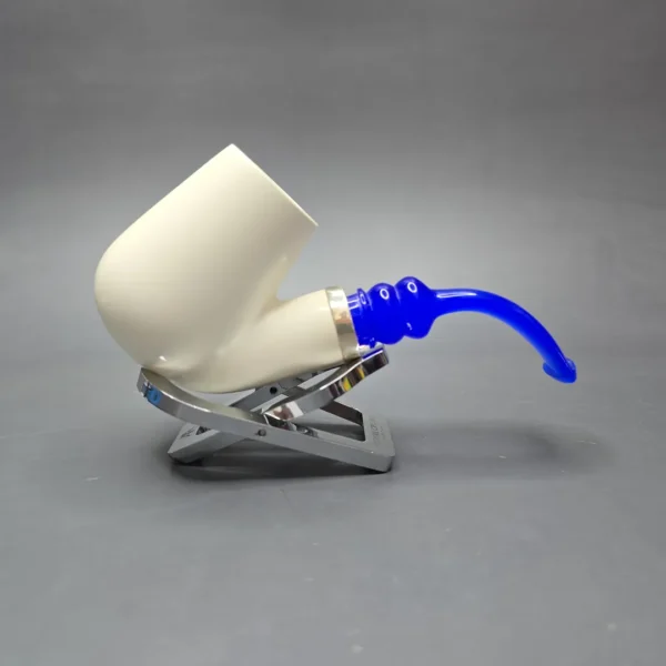 MBSD Meerschaum Silver Smooth Brandy Reverse Calabash Block Meerschaum Pipe, New - Image 3