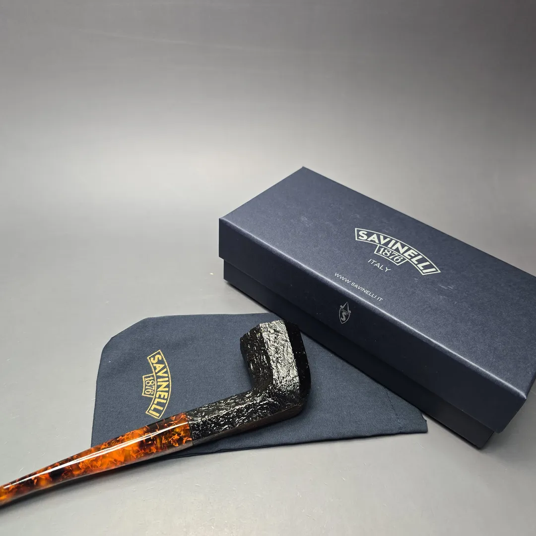 Savinelli Ottagono Long II Sandblasted Panel Dublin Briar Pipe, New, 6mm - Image 2