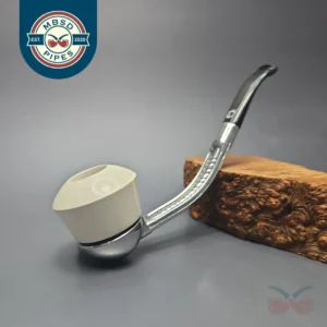 Falcon Chrome Bent w/ MBSD Meerschaum Dublin Block Meerschaum Bowl Pipe, New